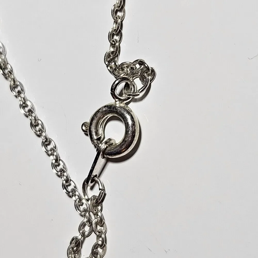 Indianapolis Colts Silver Tone Blue Rhinestone Pendant Necklace 18
